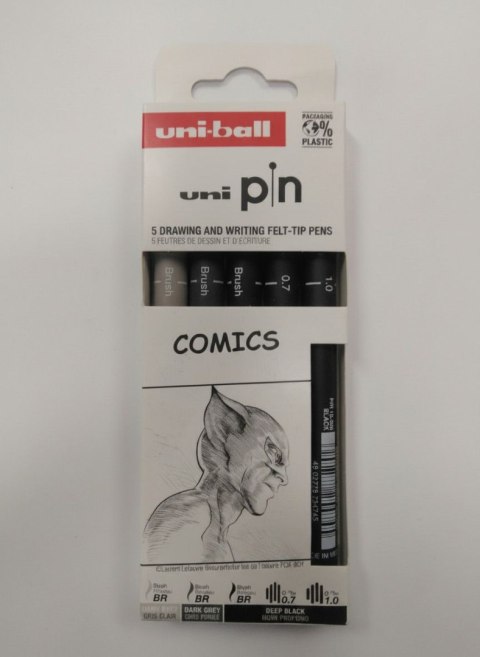 Cienkopis kreślarski COMICS 5 szt ASP19 wkład mix mixmm 1kol. Uni (206478)