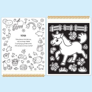 Książka dla dzieci Dotykaj i koloruj! Na wsi. Welurkowe kolorowanki Aksjomat