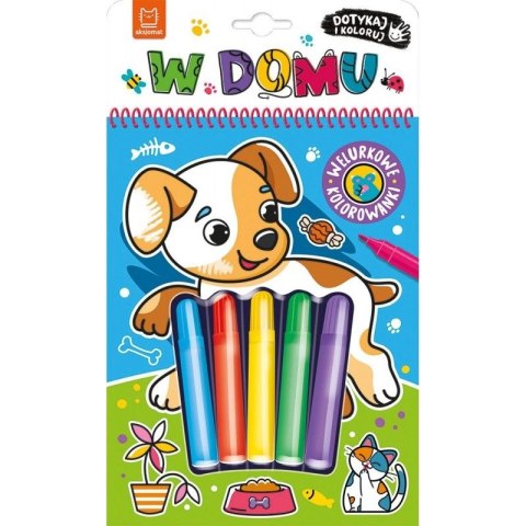 Książka dla dzieci Dotykaj i koloruj! W domu. Welurkowe kolorowanki Aksjomat