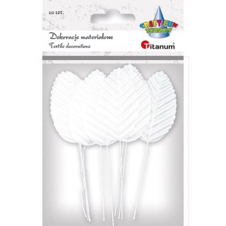 Ozdoba materiałowa Craft-Fun Series Liście na druciku białe Titanum (SY-005)