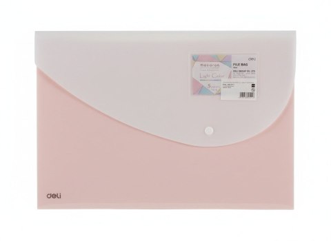 Teczka plastikowa na zatrzask MACARON 5905658800116 A4 różowy Deli (E5506_PINK)