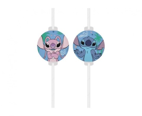 Słomka papierowe z medalionem Stitch & Angel Disney, 4 szt. 4 szt Godan (96919)