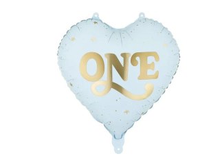 Balon foliowy Serce 'One', 45 cm, jasny niebieski 18cal Partydeco (FB390-001J)