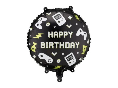 Balon foliowy pastylka Happy Birthday, 35x35 cm 18cal Partydeco (FB344)