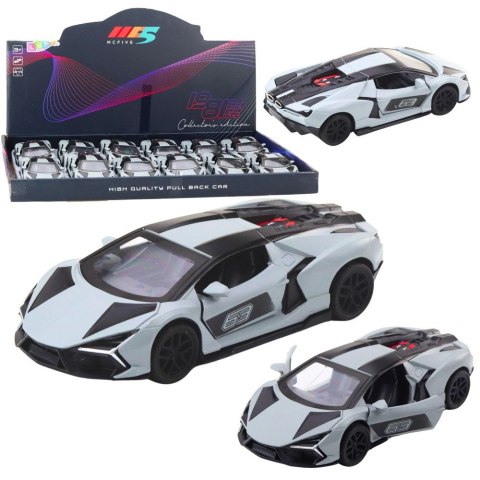 Samochód Sportowy Metalowy Napęd Otwierane Drzwi Szary 1:32 Lean (28063)