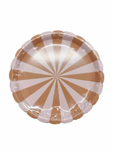 Talerz jednorazowy Paski karton śr. 210mm 6 szt Partydeco (TPP92)