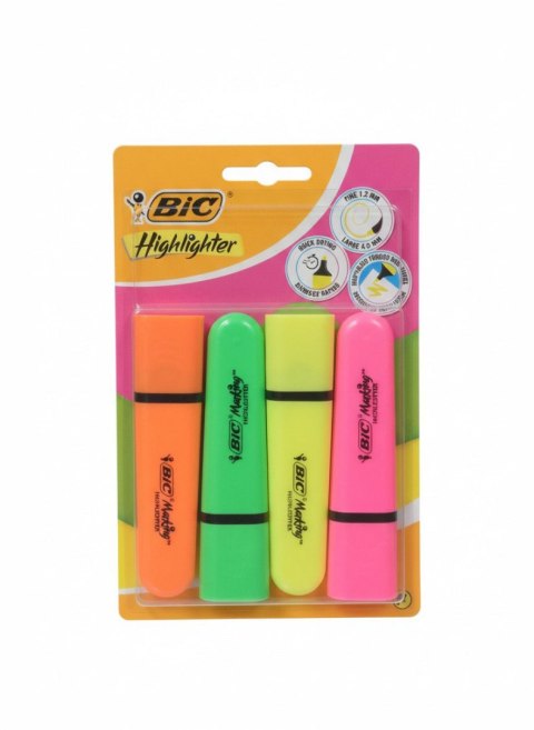 Zakreślacz neonowe 4 sztuki wkład mix 1,7-4,7mm Bic (517952)