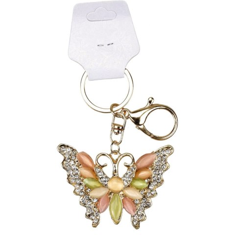 Brelok metalowy motyl z cyrkoniami pakowany po 1 szt.