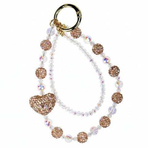 Brelok zawieszka do telefonu podwójna pętelka, koraliki kryształowe z cyrkoniami, mix kolorów i wzorów