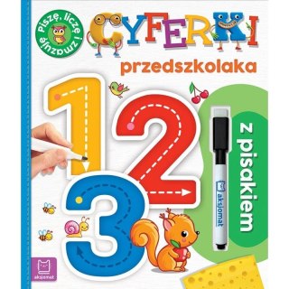 Książka dla dzieci 1, 2, 3. Cyferki przedszkolaka z pisakiem. Piszę, liczę i zmazuję cm Aksjomat