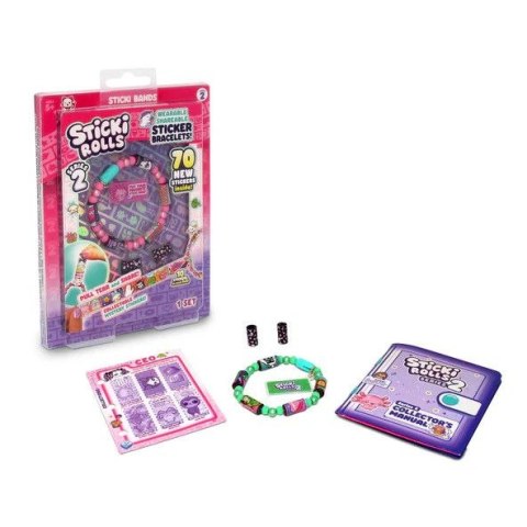 Bransoletka Sticki Rolls Series 2, opaska z naklejkami do noszenia i dzielenia się, 70 mini naklejek, różne kolory i style Orbic