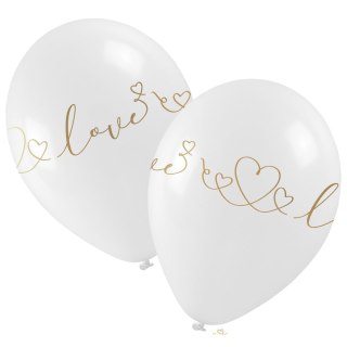 Balon gumowy ze złotym walentynkowym nadrukiem (5 szt.) biały 280mm Arpex (KB8016)