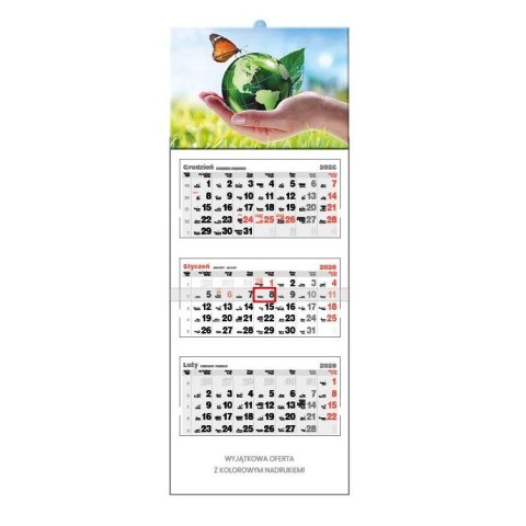Kalendarz ścienny NATURA TRÓJDZIELNY 320mm x 855mm Jotan (T64)