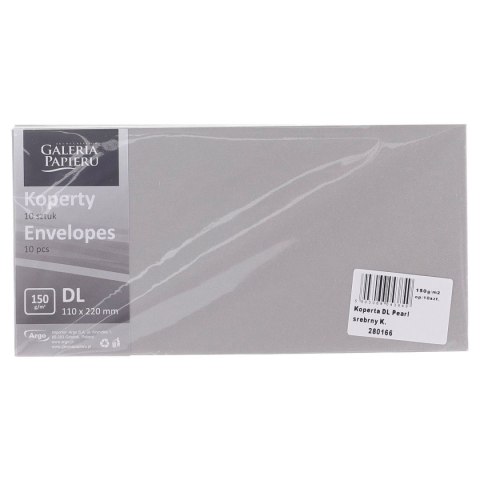 Koperta pearl k 150 DL srebrna [mm:] 110x220 Galeria Papieru (280166) 10 sztuk
