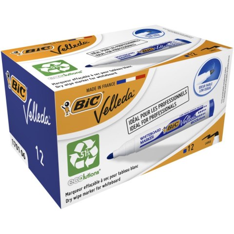 Marker suchościeralny Velleda Ecolutions 1701 wkład niebieski 1,5mm okrągła końcówka Bic (904938)