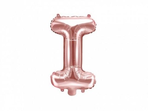 Balon foliowy Litera I, 35cm, różowe złoto 14cal Partydeco (FB2M-I-019R)