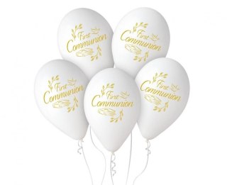 Balon gumowy first communion, 5szt. biały 13cal Godan (GS120/FC)