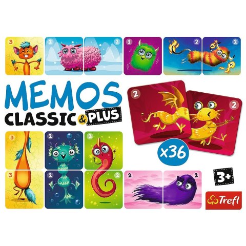 Gra pamięciowa Memos Classic & Plus, Cute Monsters Trefl (02273)