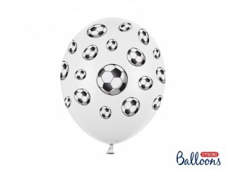 Balon gumowy Piłki nożne, Pastel P. White (1 op. / 50 szt.) biało-czarny 300mm 12cal Partydeco (SB14P-116-008)