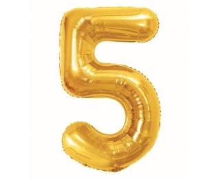 Balon foliowy Cyfra 5, Royal gold, 85 cm Godan (BC-HRG5)