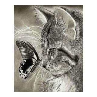 Zestaw kreatywny Diamentowa mozaika 30x40cm Kot z motylkiem Flamingo Line (1(10))