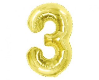 Balon foliowy Cyfra 3, Light gold, 85 cm Godan (BC-HLG3)