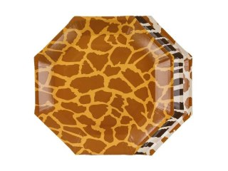 Talerz jednorazowy Safari cętki, mix papier śr. 230mm 6 szt Partydeco (TPP115)