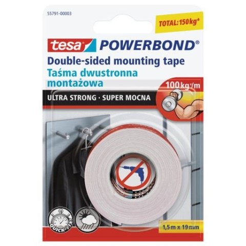 Taśma dwustronna Powerbond 19x1,5 [mm x m] Tesa (55791-00001)