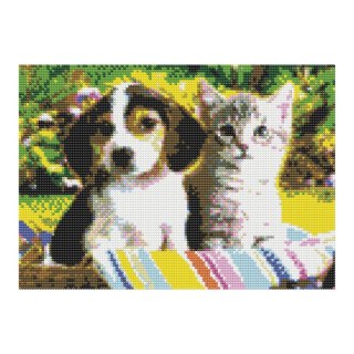 Zestaw kreatywny Diamentowa mozaika 30x40cm Pies i kot 1 Flamingo Line (1(89))