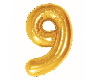 Balon foliowy Cyfra 9, Royal gold, 85 cm Godan (BC-HRG9)