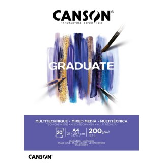 Blok rysunkowy Mix Media Graduate A4 biały 200g 20k Canson (400110377)
