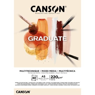 Blok rysunkowy Mix Media Graduate A5 220g 20k Canson (400110367)