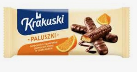 Ciastka Krakuski paluszki z galaretką pomarańczową w czekoladzie 144 g Bahlsen