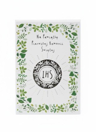 Kartka składana A5 KOMUNIA listki IHS A5 Henry (5905701485901)