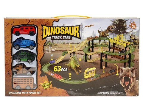 Tor wyścigowy z dinozaurami, na baterie, 5 pojazdów Adar (563841)