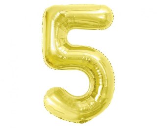 Balon foliowy Cyfra 5, Light gold, 85 cm Godan (BC-HLG5)