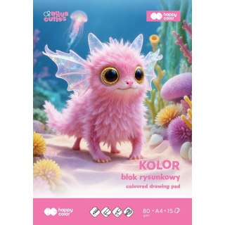 Blok rysunkowy Aqua Cuties A4 mix 80g 15k Happy Color (HA 3708 2030-09)