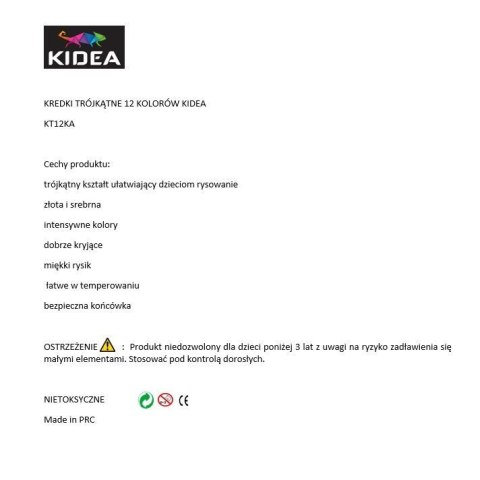 Kredki ołówkowe KIDART 12 kol. Kidea (KT12KA)