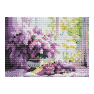 Zestaw kreatywny Diamentowa mozaika 30x40cm Kwiaty bzy 2 Flamingo Line (07)