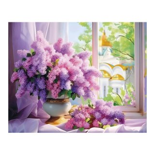 Zestaw kreatywny Diamentowa mozaika 30x40cm Kwiaty bzy 2 Flamingo Line (07)