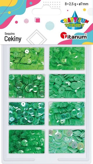 Cekiny Craft-Fun Series 8 kolorów zielone 2,5g Titanum (3G8P 160162)