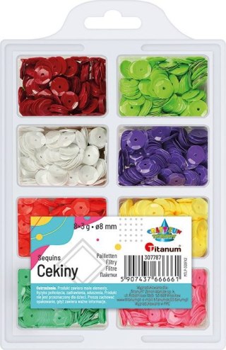 Cekiny Craft-Fun Series okrągłe 8 kolorów mix 3g Titanum (3G8PX2)