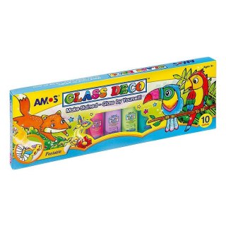 Farba do malowania na szkle kolor: mix 22ml 10 kolor. Amos (170-2221)