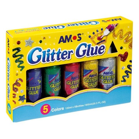 Klej w płynie z brokatem 120ml Amos (GCL120P5)