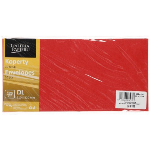 Koperta DL czerwona [mm:] 110x220 Galeria Papieru (280117) 10 sztuk