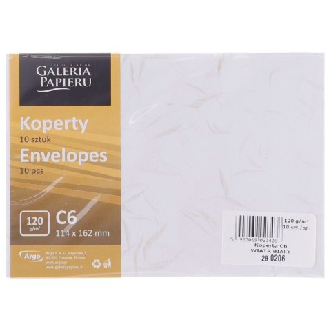 Koperta WIATR BIAŁY C6 biała [mm:] 114x162 Galeria Papieru (280206) 10 sztuk