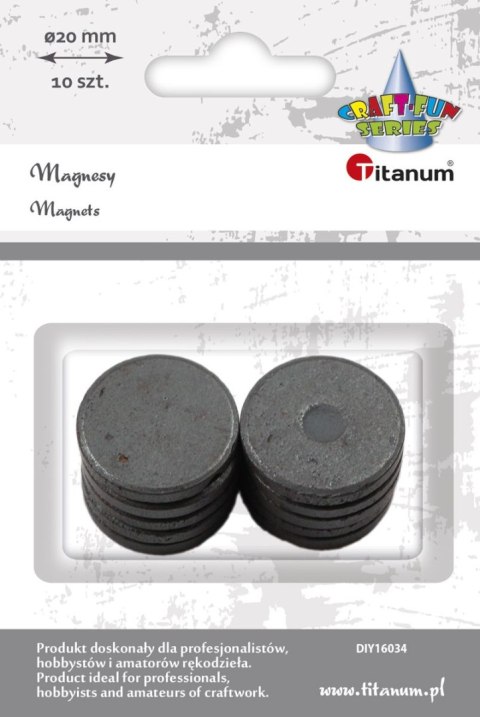 Magnes Craft-Fun Series czarny śr. 20mm Titanum (DIY16034) 10 sztuk