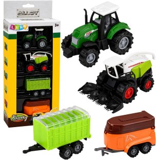 Traktor Zestaw Pojazdów Rolniczych Traktor Sieczkarnia Przyczepy 1:68 4 szt. Lean (30218)
