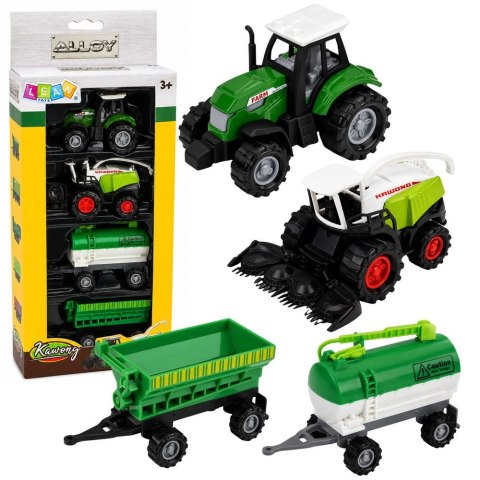 Traktor Zestaw Pojazdy Rolnicze Traktor Sieczkarnia Cysterna Rozrzutnik 1:68 4 szt. Lean (30215)