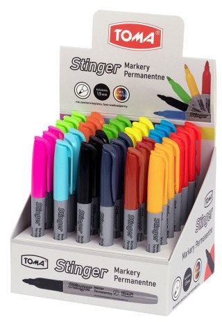 Marker permanentny STINGER mix wkład mix okrągła końcówka Toma